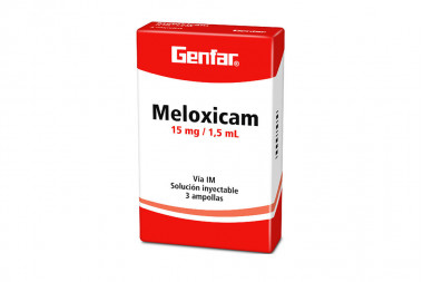 Meloxicam Solución Inyectable 15 Mg Caja Con 3 Ampollas 1.5 Ml