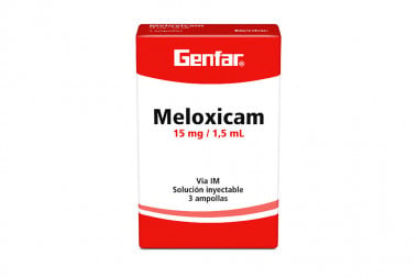 Meloxicam Solución Inyectable 15 mg Caja Con 3 Ampollas 1.5 mL