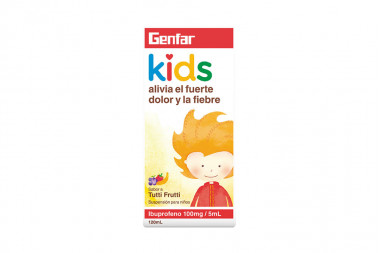 Ibuprofeno Kids 100 mg Caja Con Frasco Con 120 ml – Sabor Tutifrutti
