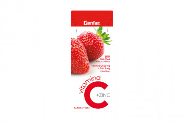 Vitamina C + Zinc 500 / 50 mg Caja Con 100 Tabletas Masticables – Sabor Fresa