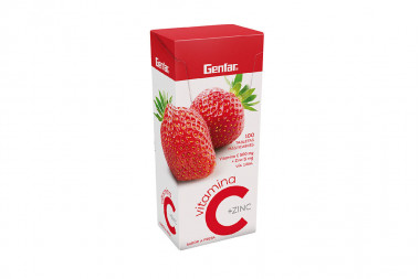 Vitamina C + Zinc 500 / 50 mg Sabor Fresa Caja Con 100 Tabletas Masticables
