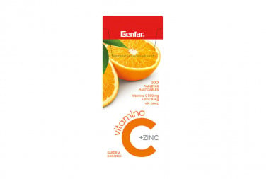 Vitamina C + Zinc 500 / 5 mg  Caja Con 100 Tabletas Masticables – Sabor Naranja
