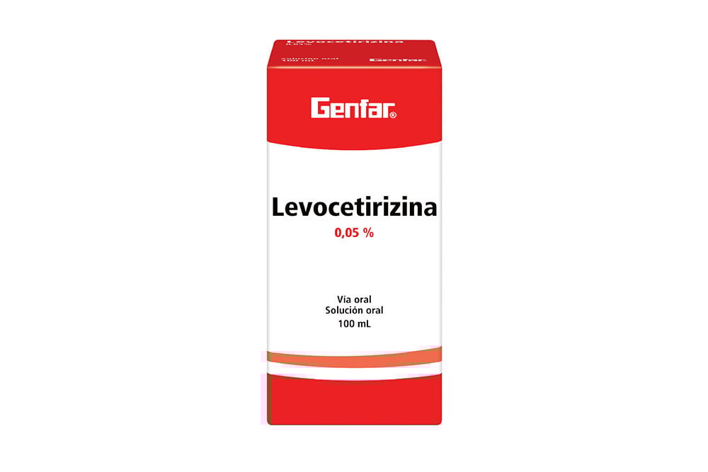 LEVOCETIRIZINA GENFAR SOL 100ML ORAL CAJ 1 UN GENFAR S.A. Levocetirizina 0.05% Solución Oral Caja Con Frasco Con 100 Ml
