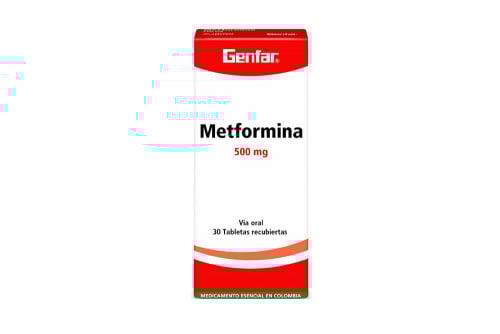 Metformina 500 Mg Caja Con 30 Tabletas Recubiertas