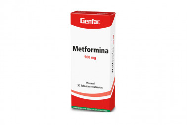 Metformina 500 Mg Caja Con 30 Tabletas Recubiertas