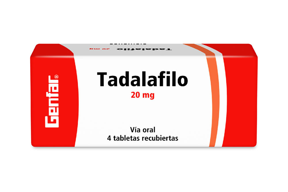 Tadalafilo 20 mg Caja Con 4 Tabletas Recubiertas