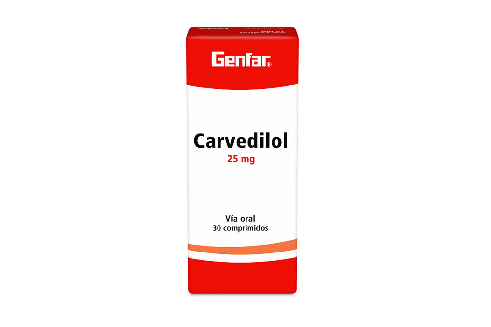 Carvedilol 25 mg Caja Con 30 Comprimidos