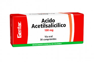 Ácido Acetilsalicílico 100 mg Caja Con 30 Comprimidos