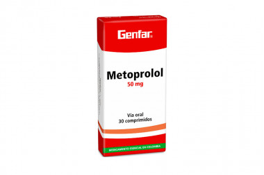 Metoprolol 50 mg Caja x 30 Comprimidos – Angina De Pecho