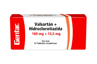 Valsartán + Hidroclorotiazida 160 / 12.5  mg Caja Con 14 Tabletas Recubiertas