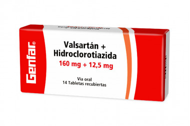Valsartán + Hidroclorotiazida 160 / 12.5  mg Caja Con 14 Tabletas Recubiertas