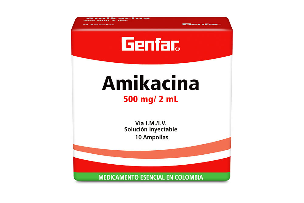 Amikacina 500 mg / 2 mL Caja Con 10 Ampollas