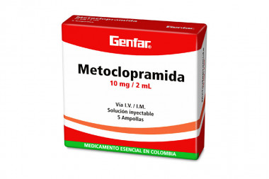 Metoclopramida Clorhidrato 10 mg / 2 mL Caja Con 5 Ampollas