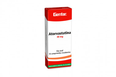 Atorvastatina 40 mg Caja Con 10 Comprimidos Recubiertos
