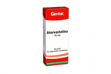 Atorvastatina 40 Mg Caja Con 10 Comprimidos Recubiertos