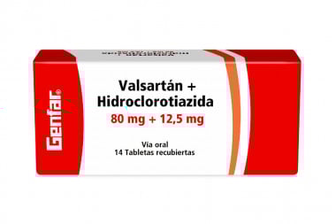 Valsartán + Hidroclorotiazida 80 / 12,5 mg Caja Con 14 Tabletas Recubiertas