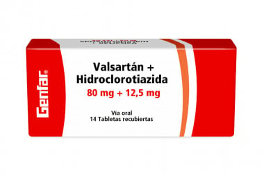 Valsartán + Hidroclorotiazida 80 / 12,5 mg Caja Con 14 Tabletas Recubiertas