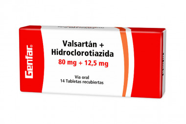 Valsartán + Hidroclorotiazida 80 / 12,5 mg Caja Con 14 Tabletas Recubiertas