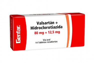 Valsartán + Hidroclorotiazida 80 / 12,5 mg Caja Con 14 Tabletas Recubiertas