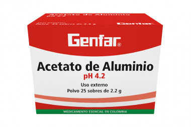 Acetato de aluminio Caja x 25 Sobres De 2.2 g
