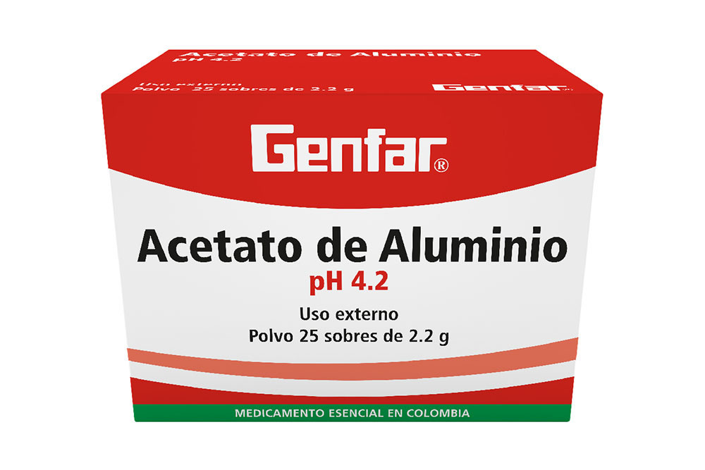 Acetato De Aluminio Caja Con 25 Sobres De 2.2 g