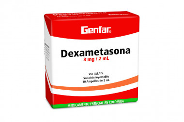 Dexametasona 8 mg / 2 mL Caja Con 10 Ampollas