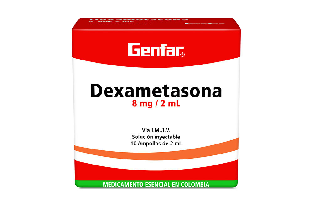 Dexametasona 8 mg / 2 mL Caja Con 10 Ampollas
