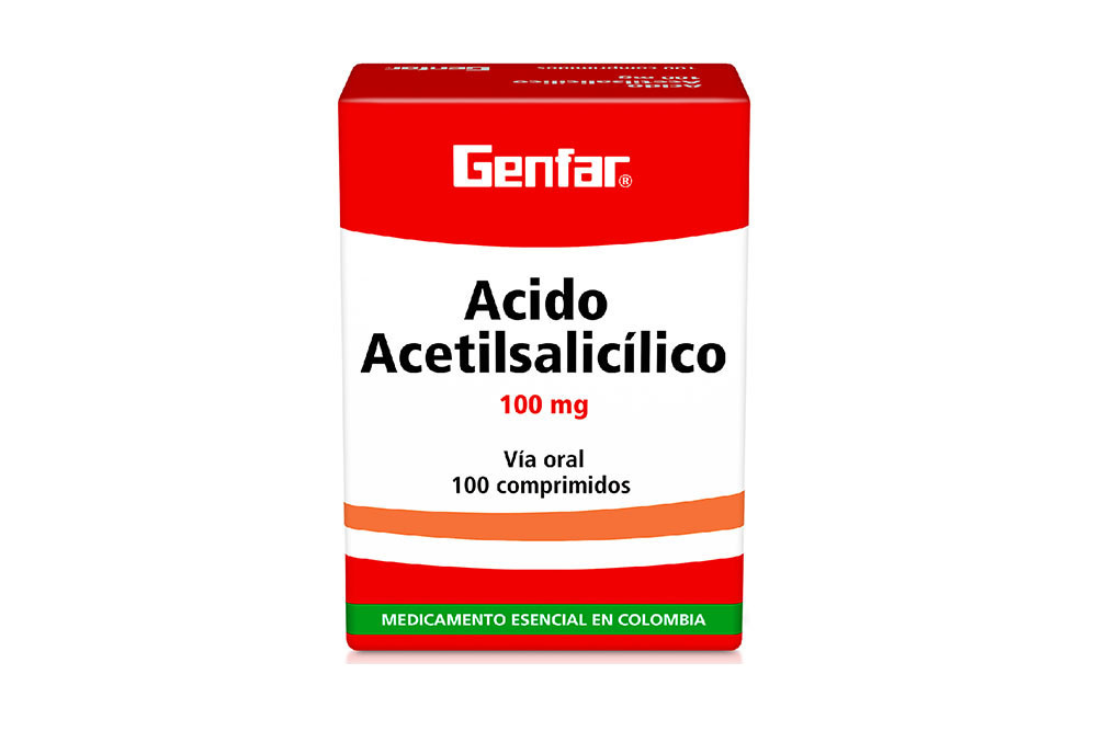Ácido acetilsalicílico 100 mg Caja x 100 Comprimidos - Antiagregante Plaquetario