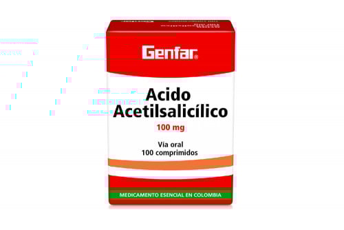 Ácido acetilsalicílico 100 mg Caja x 100 Comprimidos - Antiagregante Plaquetario