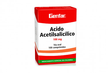 Ácido acetilsalicílico 100 mg Caja Con 100 Comprimidos