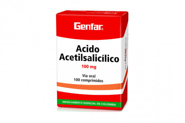 Ácido acetilsalicílico 100 mg Caja Con 100 Comprimidos