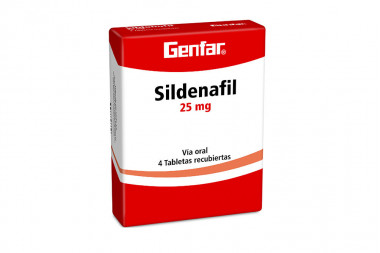 Sildenafil 25 mg Caja Con 4 Tabletas Recubiertas 