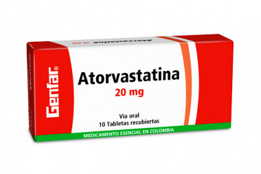 Atorvastatina 20 mg Caja Con 10 Tabletas Recubiertas