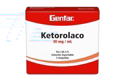 ketorolaco 30 mg solución inyectable caja con 5 ampollas