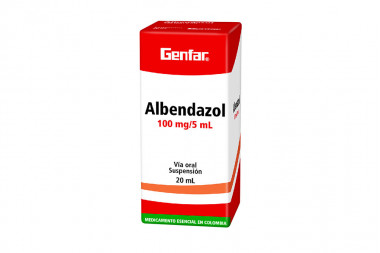 Albendazol Suspensión Oral 100 mg / 5 mL Caja con Frasco 20 mL