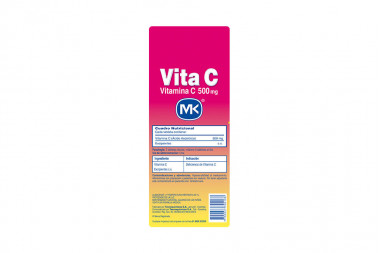 Vita C 500 g Caja Con 100 Tabletas Masticables Sabor A Tutti Frutti
