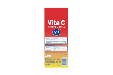 Vita C 500 mg  Sabor Cereza Caja Con 100 Tabletas Masticables