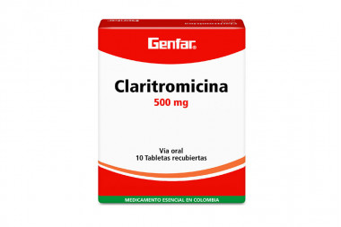 Claritromicina 500 mg Caja Con 10 Comprimidos Recubiertos 