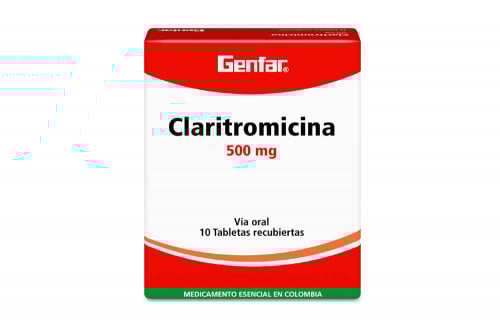 Claritromicina 500 mg Caja Con 10 Comprimidos Recubiertos 