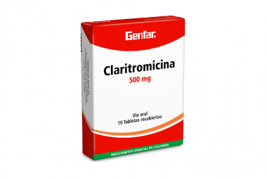 Claritromicina 500 mg Caja Con 10 Tabletas Recubiertas 