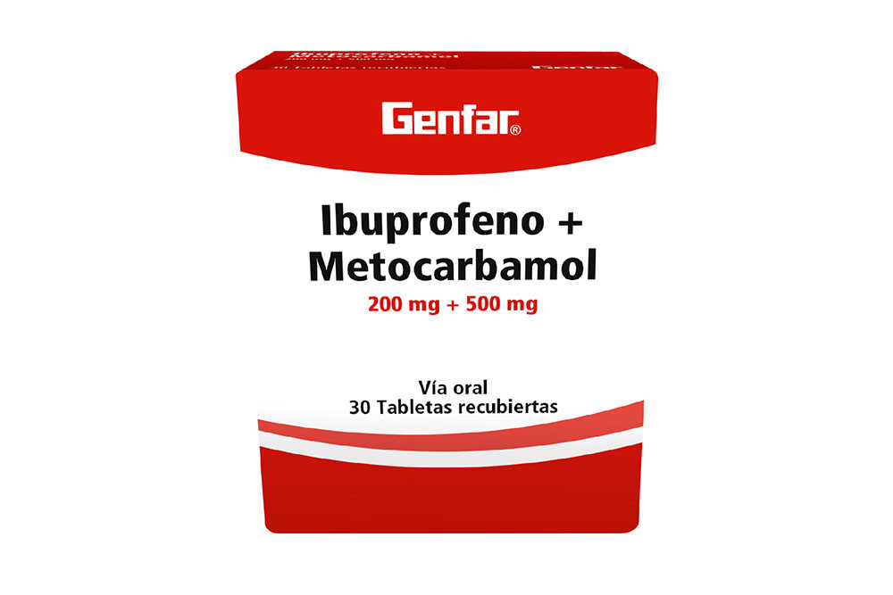 Ibuprofeno + Metocarbamol 200 / 500 mg Caja Con 30 Tabletas Recubiertas