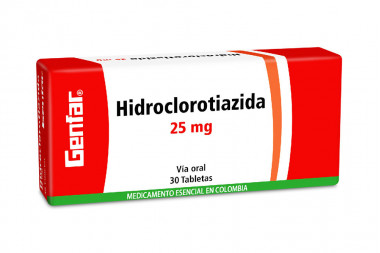 hidroclorotiazida 25 mg caja con 30 tabletas