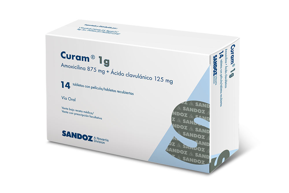 curam 1000 mg amoxicilina 875 mg ácido clavulánico 125 mg caja con 14 tabletas