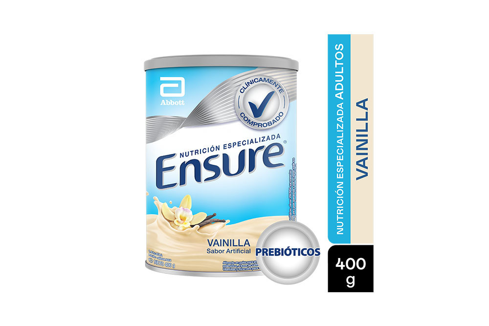 ensure nutrición completa y balanceada con prebioticos fos & inulina sabor vainilla tarro 400 g/ 230 ml