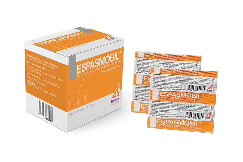 Espasmobil 10 / 300 Mg Caja Con 25 Sobres Con 4 Grageas 