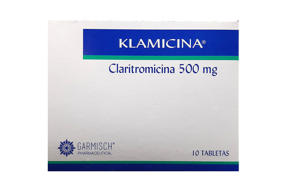 klamicina claritromicina 500 mg caja con 10 tabletas