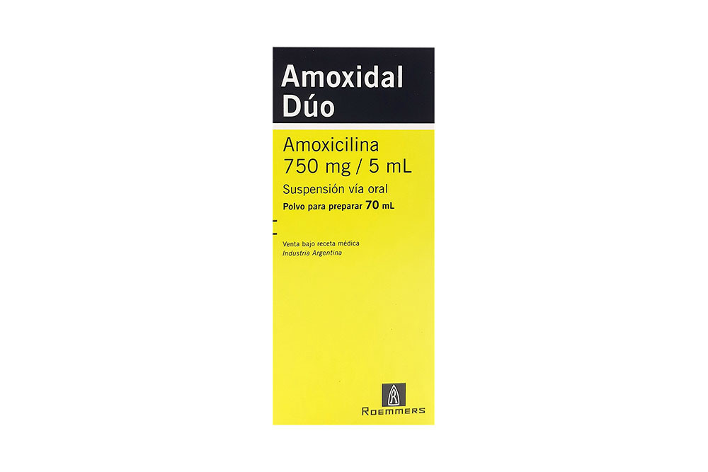 Amoxidal Dúo 750 mg /5 mL Polvo Para Preparar Caja Con Frasco Con 70 mL 