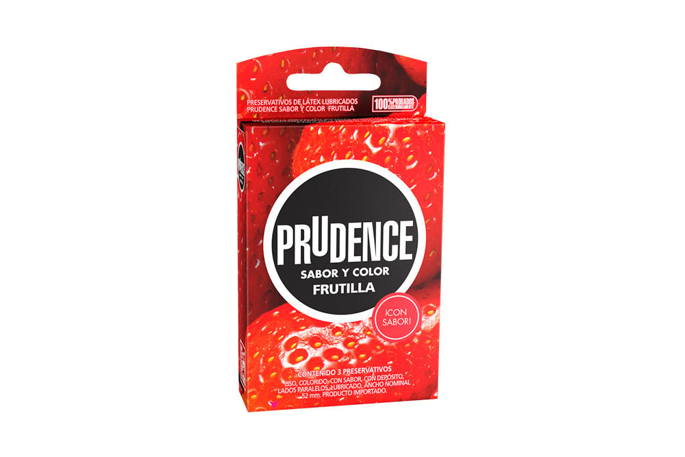 Condones Prudence De Fresa Caja Con 3 Unidades