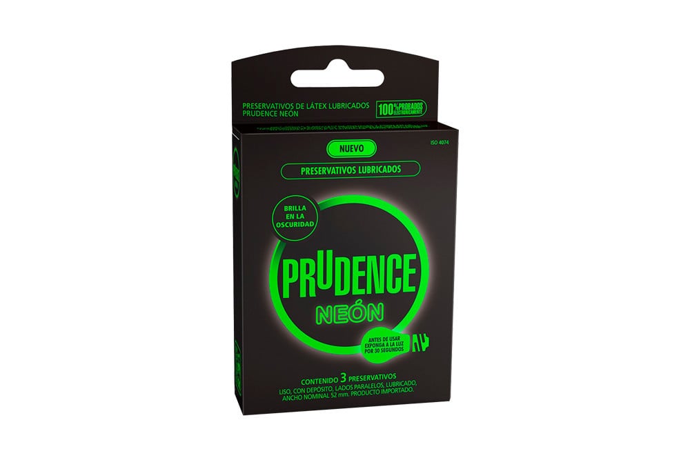 PRESERVATIVOS (CONDONES) PRUDENCE Preservativos Prudence Neón Caja Con 3 Unidades