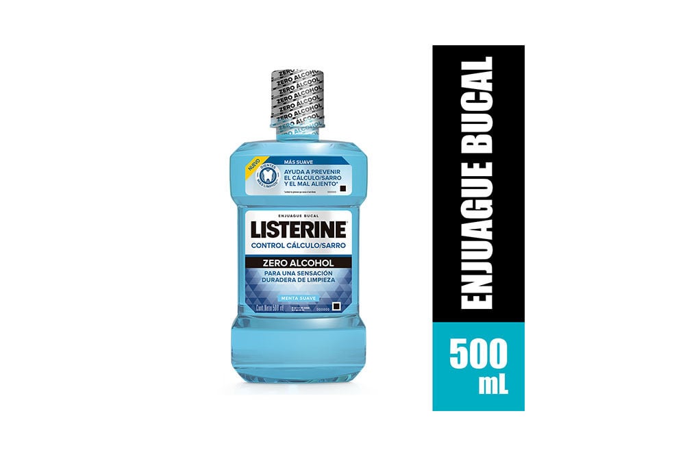 Enjuague Bucal Listerine Control Cálculo Zero Alcohol Con 500 Ml